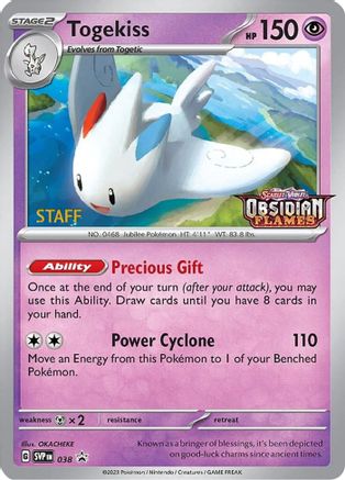 Togekiss (Prerelease) [Staff] 038  - Holofoil SV Scarlet & Violet Promo Cards - Promo
