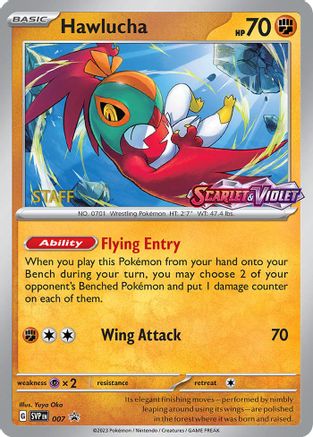Hawlucha (Prerelease) [Staff] 007  - Holofoil SV Scarlet & Violet Promo Cards - Promo