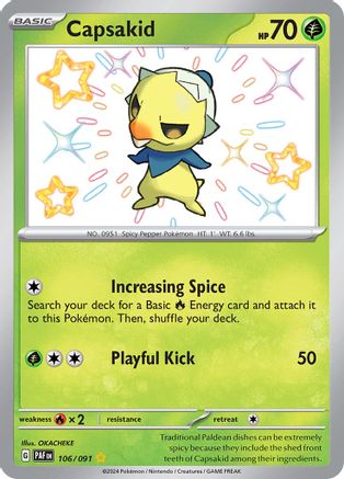 Capsakid 106/091  - Holofoil SV Paldean Fates - Shiny Rare