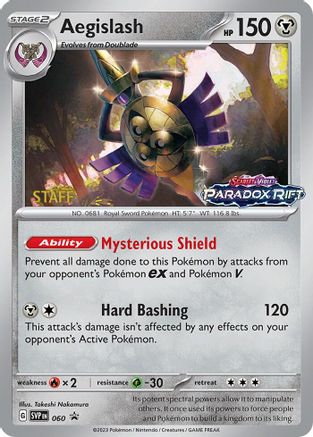Aegislash (Prerelease) [Staff] 060  - Holofoil SV Scarlet & Violet Promo Cards - Promo