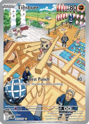 Timburr 183/167  - Holofoil SV06 Twilight Masquerade - Illustration Rare