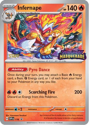 Infernape (Prerelease) [Staff] 116  - Holofoil SV Scarlet & Violet Promo Cards - Promo
