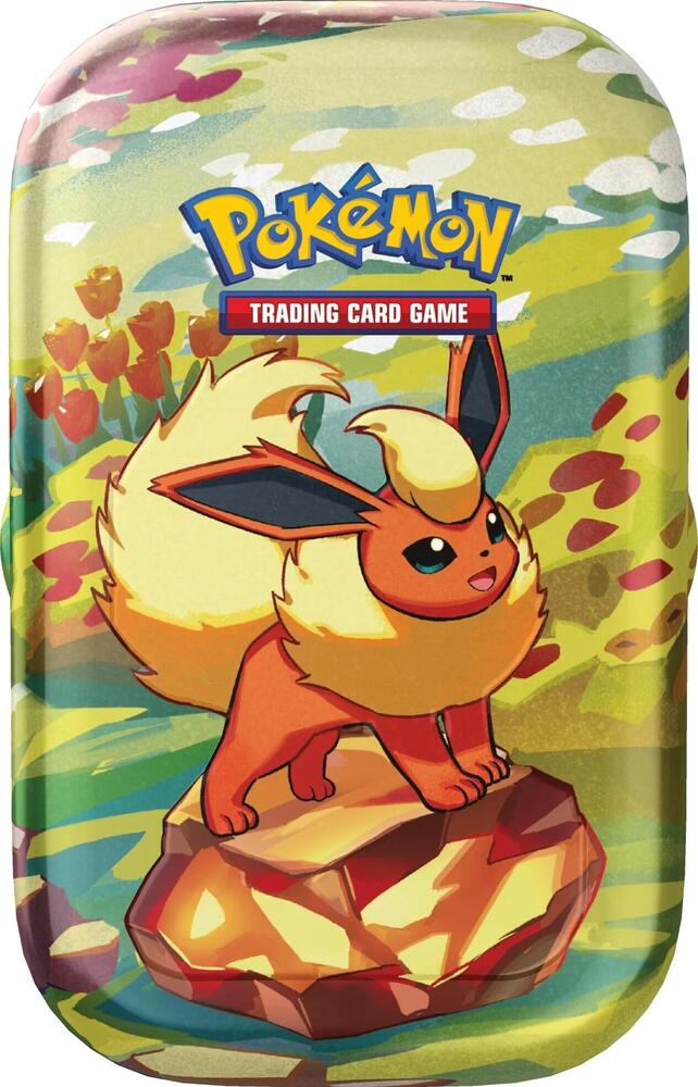 Pokemon Trading Card Game tin featuring Flareon artwork, collectible card case