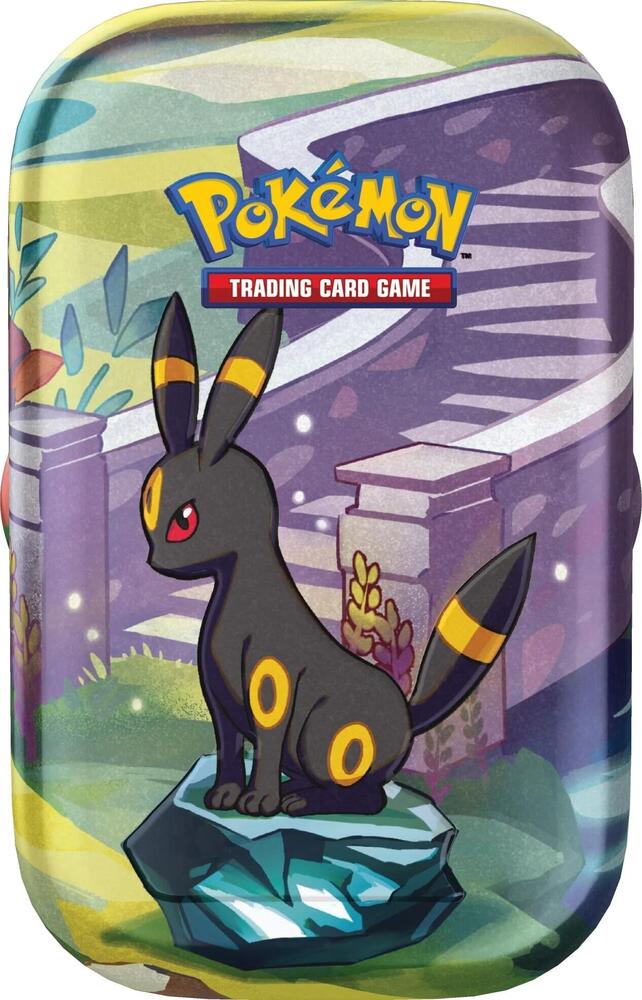 Pokemon Trading Card Game tin featuring Umbreon artwork, collectible card storage case