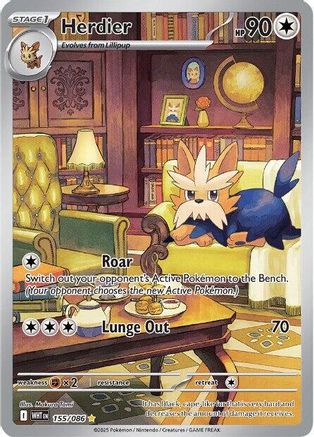 Herdier 155/086  - Holofoil SV White Flare - Illustration Rare