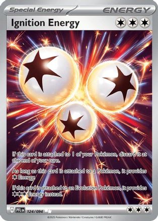 Pokemon TCG Ignition Energy card with three star energy symbols and glowing effects