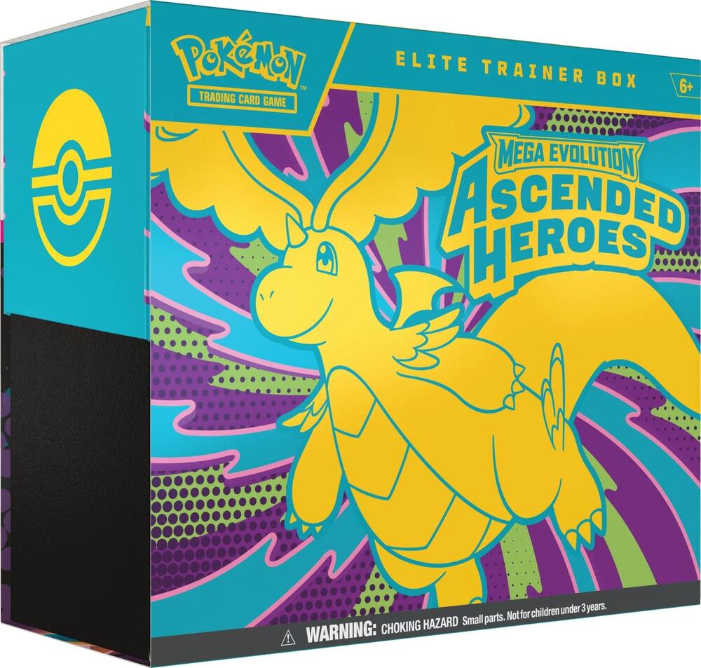 Pokémon Mega Evolution Ascended Heroes Elite Trainer Box with Dragonite artwork