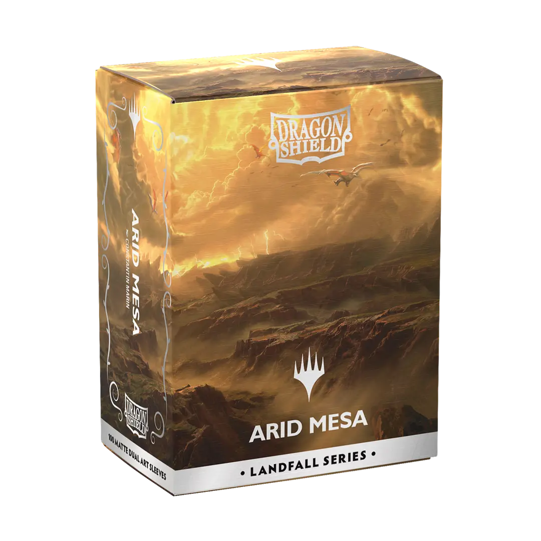 Dragon Shield Arid Mesa Landfall Series card sleeves box with fantasy landscape art