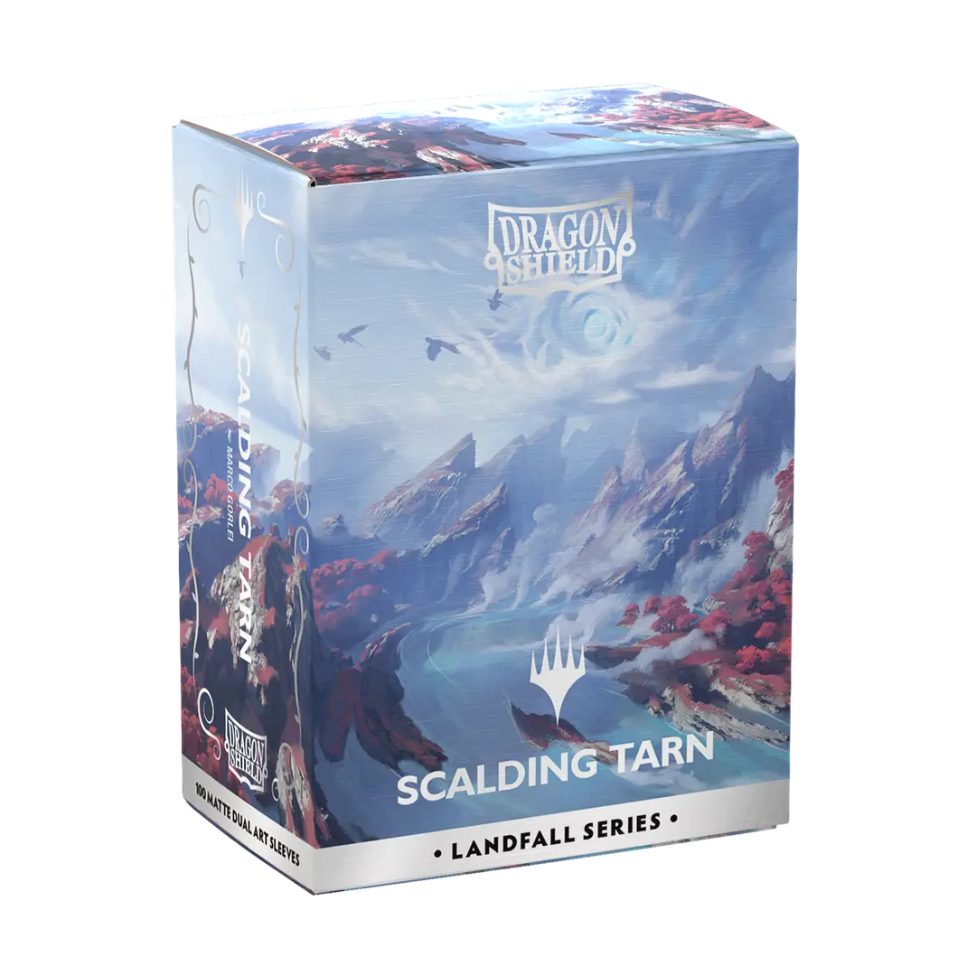 Dragon Shield Scalding Tarn Landfall Series card sleeves box with fantasy mountain artwork