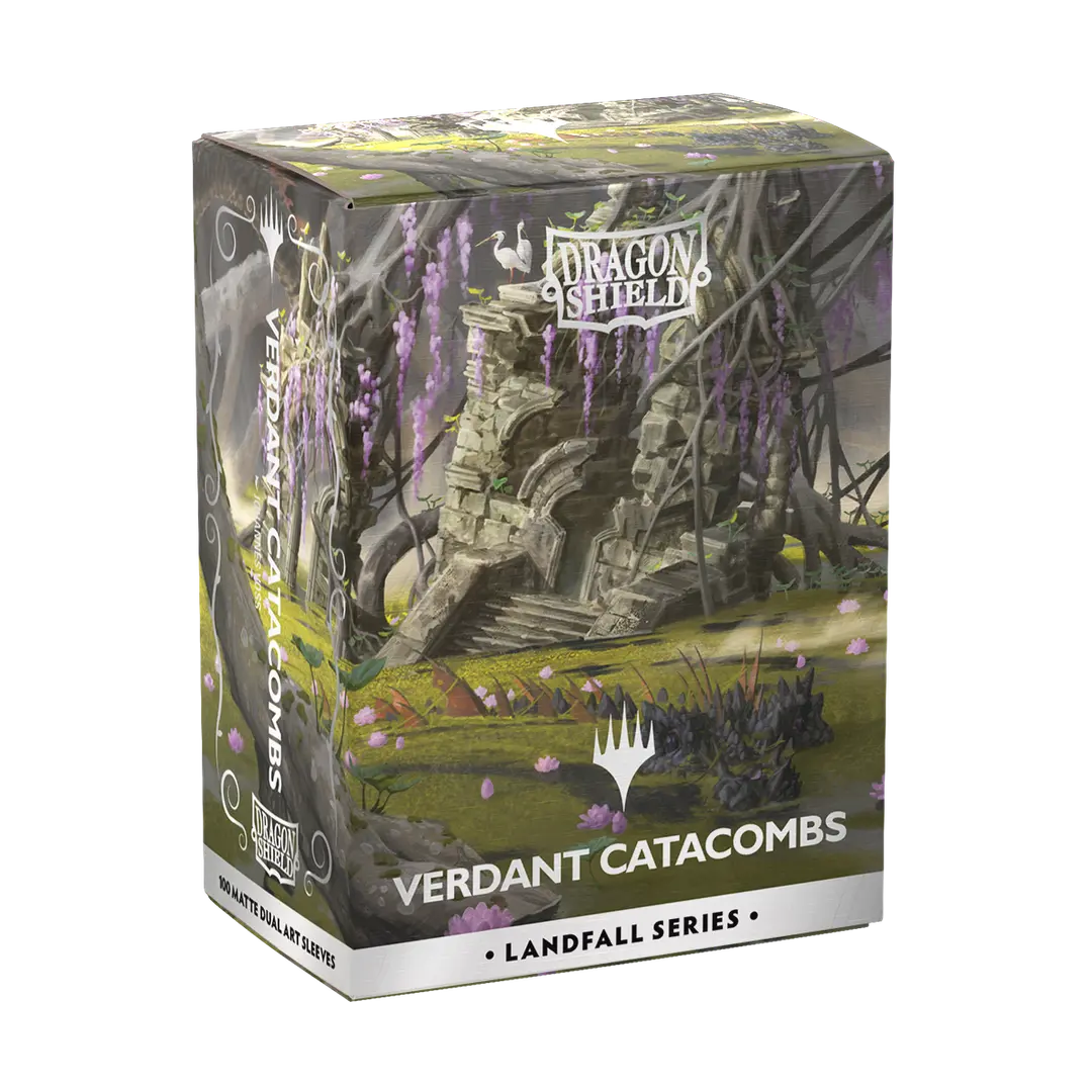 Dragon Shield Verdant Catacombs Landfall Series card sleeves box with fantasy ruins artwork