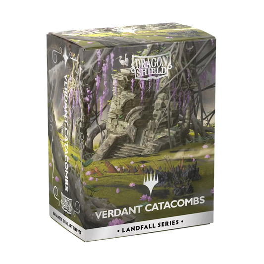 Dragon Shield Verdant Catacombs Landfall Series card sleeves box with fantasy ruins artwork