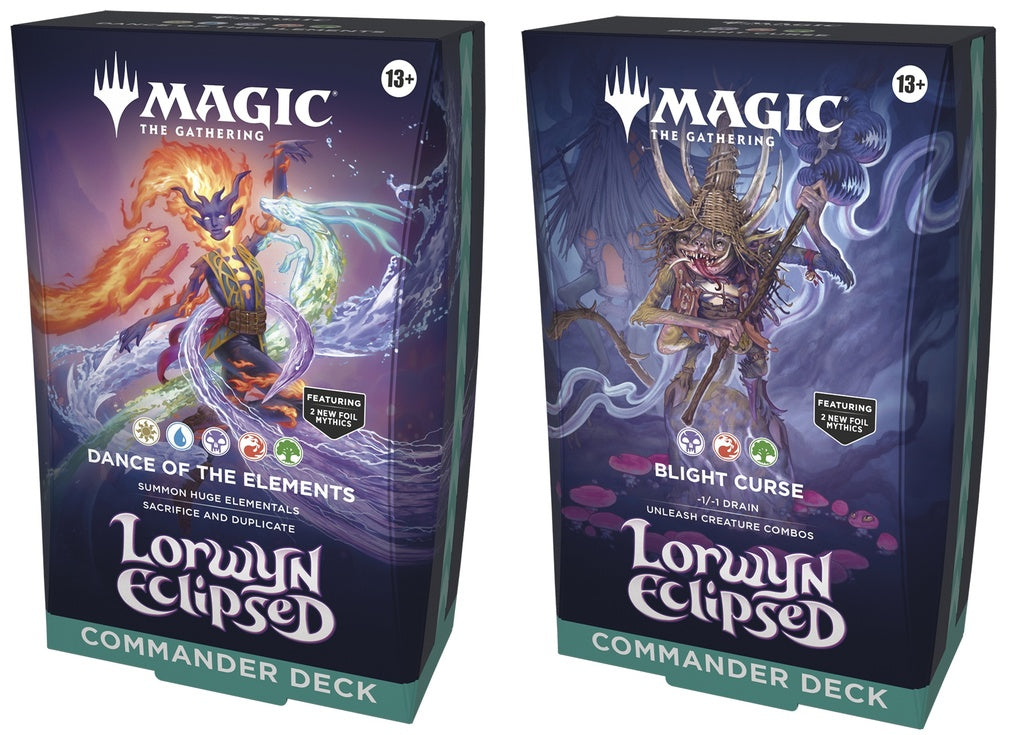 Magic The Gathering Lorwyn Eclipsed Commander Decks Dance of the Elements and Blight Curse boxes
