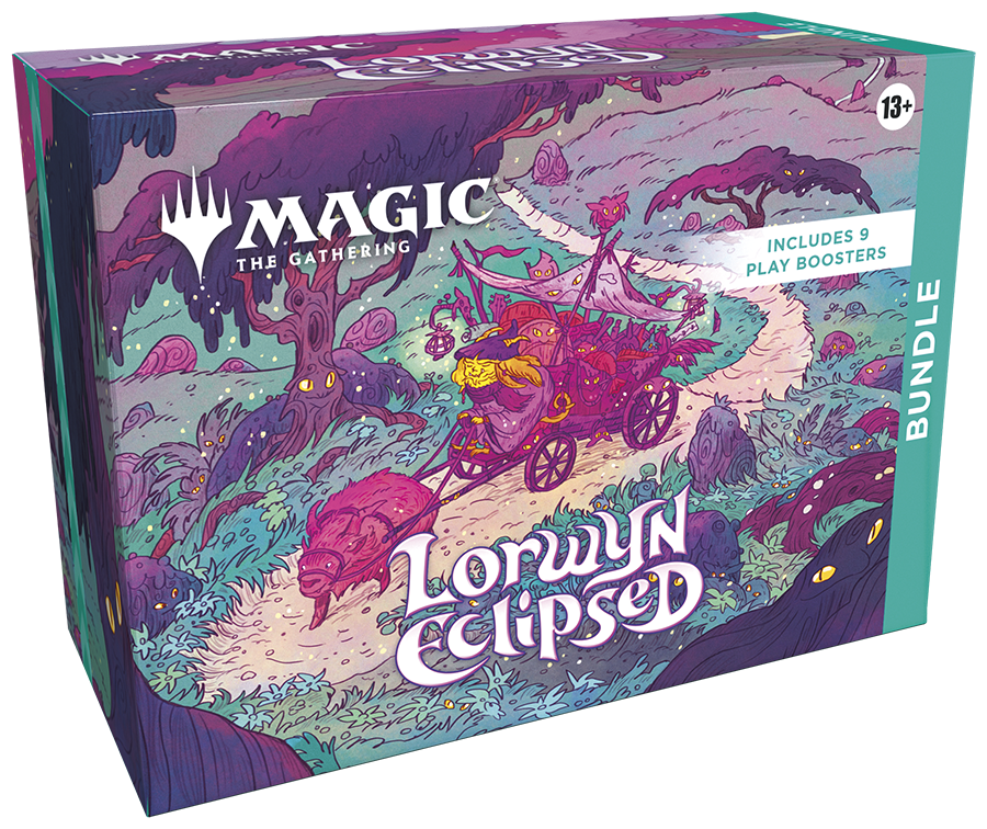 Magic The Gathering Lorwyn Eclipsed bundle box with fantasy forest artwork and play boosters