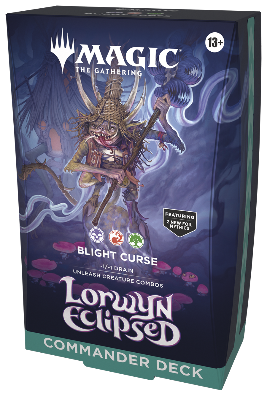 Magic The Gathering Lorwyn Eclipsed Blight Curse Commander Deck box with fantasy creature artwork