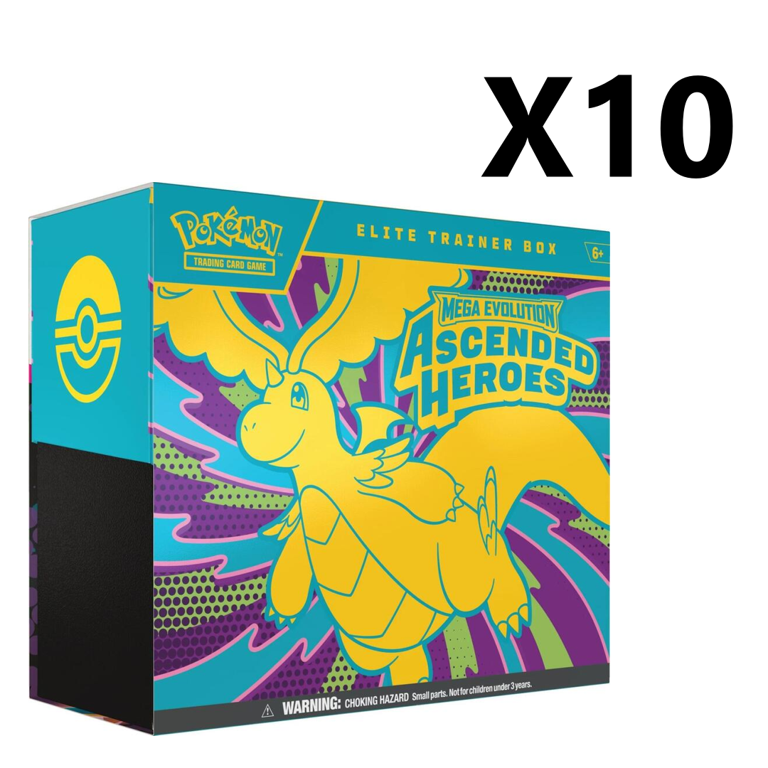 10 Pokémon Elite Trainer Box Mega Evolution Ascended Heroes card game boxes