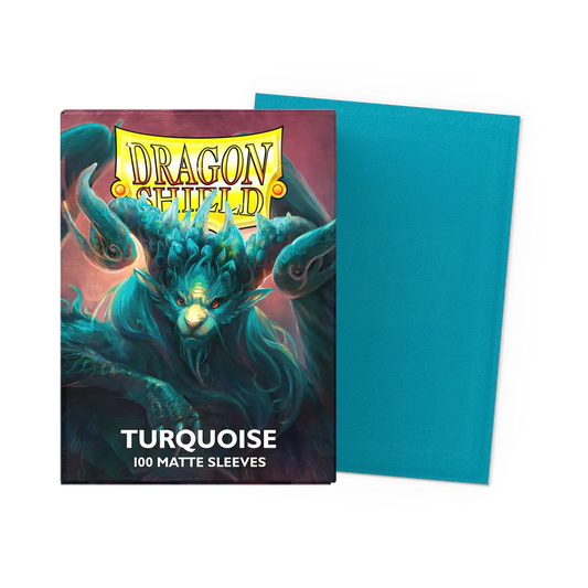 Dragon Shield turquoise matte card sleeves pack with fantasy creature artwork