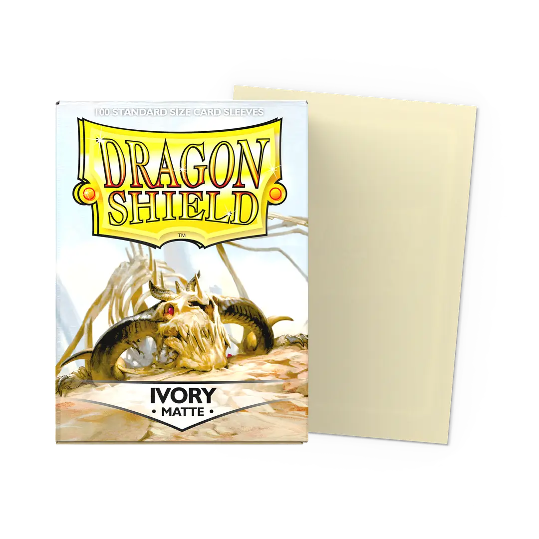 Ivory matte Dragon Shield card sleeves pack with fantasy dragon illustration