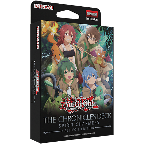 YuGiOh Spirit Charmers Chronicles Deck box featuring anime characters and fantasy creatures