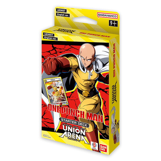 One Punch Man Union Arena starter deck trading card game box with Saitama illustration