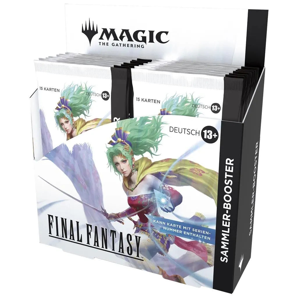 Magic The Gathering Final Fantasy collector booster box with fantasy character art