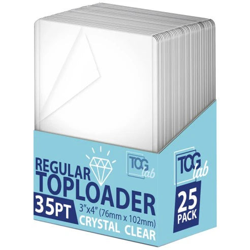 35pt crystal clear regular toploader card holders 3x4 inch, 25 pack, for trading cards